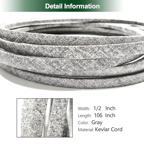 405143 Mower Deck Belt Replace for 532405143 584453101 Lawn Tractor Kevlar - size: 1/2"x106"