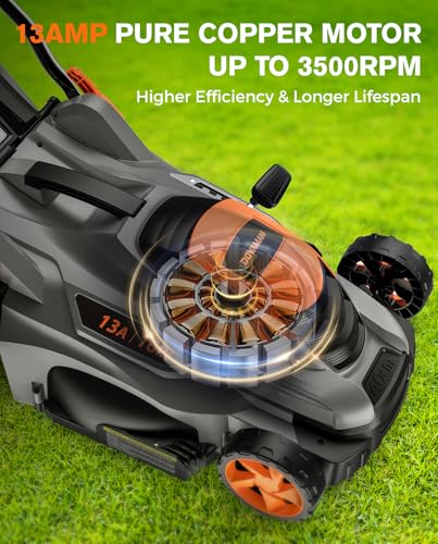 DOVAMAN 13 Amp 16" Lawn Mower, 98% Collection w/13.2-Gallon Bag