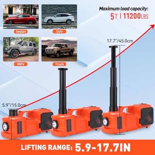 ROGTZ Electric Car Jack Kit 5T Hydraulic Impact Wrench Tire Inflator Pump - color: Orange+Wrench