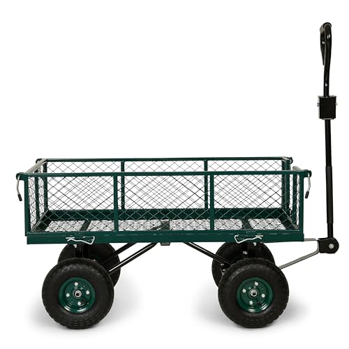 Backyard Expressions Heavy Duty Garden Cart 600 lb, 38" x 20" Steel Bed Utility Wagon with Removable Mesh Sides, Powder-Coated Frame, 10" Pneumatic Wheels, Pull Handle Yard/Lawn Hauler - style: 600 Lb (2026)