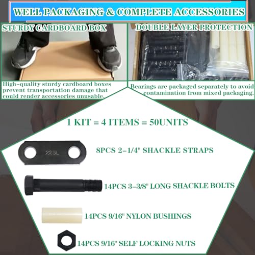 2 Pack 2-1/4" Tandem Axle Trailer Shackle Kit - size: 8Pcs 2-1/4" shackle straps