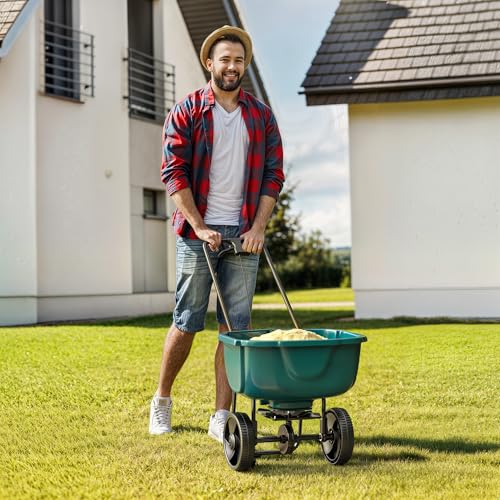YITAMOTOR 60 lbs Walk Behind Broadcast Spreader, Push Fertilizer Spreader - size: 60lbs