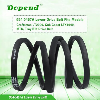 954-0467A Lower Drive Belt 5/8'' x 91'' for Craftsman LT2000, Cub Cadet LTX1040, MTD, Troy Bilt Drive Belt, Replaces 954-0467A Drive Belt 954-0467, 754-0467A, 754-0467 - size: 954-0467A