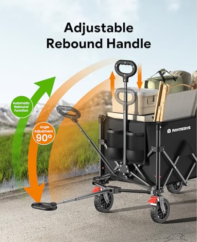180L Wagons Carts Foldable with Wheels and Brakes for Camping Grocery - color: Black, size: 180l