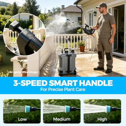 5.8 Gallon 21V Battery Powered Sprayer with Wheel, Electric Garden Sprayer