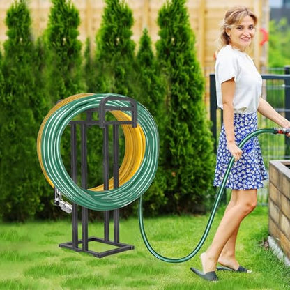 Heavy Duty Freestanding Garden Hose Holder, Double Side 150FT Capacity