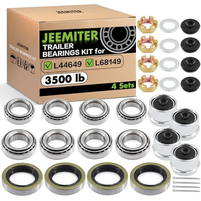 Jeemiter L44649 L68149 Trailer Bearing Kit 4 Sets 3500LB #84 Spindle Dexter - size: L44649 4Sets