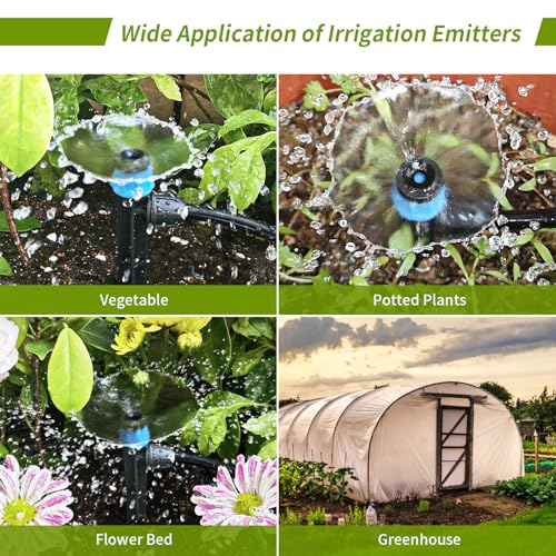Drip Emitters for 1/4" Drip Irrigation Tubing 25 pcs Adjustable 360 Degree Fan Shape Water Flow Irrigation Drippers with Lock Barbed Irrigation Drip Heads Drip Spray Emitters for Flower Plants Garden - size: 25 Pcs Drip Emitters Vortex with Lock Barb