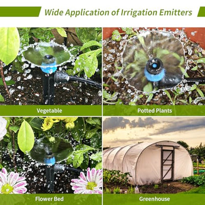 Drip Emitters for 1/4" Drip Irrigation Tubing 25 pcs Adjustable 360 Degree Fan Shape Water Flow Irrigation Drippers with Lock Barbed Irrigation Drip Heads Drip Spray Emitters for Flower Plants Garden - size: 25 Pcs Drip Emitters Vortex with Lock Barb