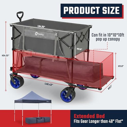Sekey 400L Double-Decker Wagon, 500 lb Capacity, 50 in Extender - color: Gray