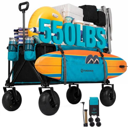 FUNDANGO 300L Beach Wagon with 9" Balloon Wheels, Pump Included - color: Sea Blue