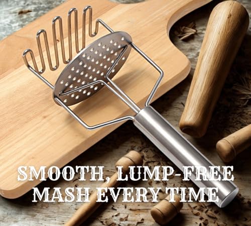 Double-Layer Stainless Steel Potato Masher - InfyniteShores | Smooth Perfection | Effortless Press | Kitchen-Grade Durability