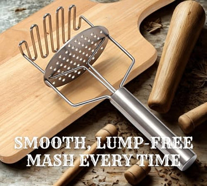 Double-Layer Stainless Steel Potato Masher - InfyniteShores | Smooth Perfection | Effortless Press | Kitchen-Grade Durability