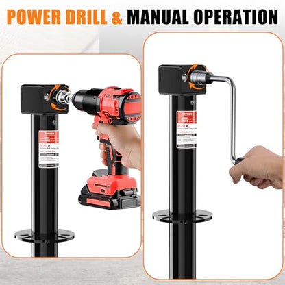 BOYISEN A-Frame Trailer Jack 2-in-1 5000lbs Foot Plate & 2000lbs Dual-Wheel