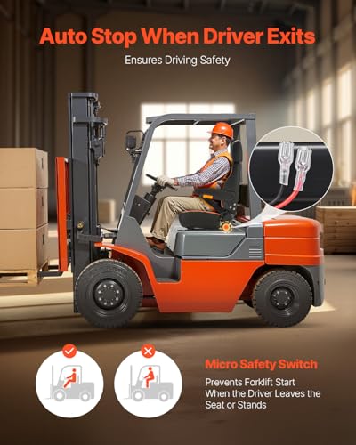 VEVOR Universal Forklift Seat, Tractor Seat with Adjustable Back & Headrest