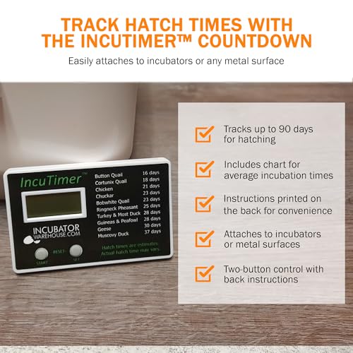 IncuTimer™ Digital Hatch Countdown Timer for Egg Incubator, 90 Day Maximum
