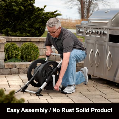 Liberty Garden 306 Explorer Floor or Wall Mount Hose Reel, Aluminum, Holds 150-feet of 5/8-Inch hose, Silver/Black - style: Hose Reel