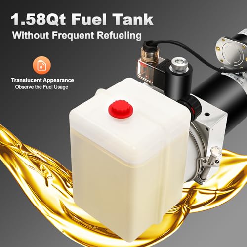 Dump Trailer Pump, 800W 12V DC Single Acting Electric Hydraulic Pump Power Unit with Remote Control,1.58Qt Oil Reservoir Hydraulic Pump Device for Dump Trailer Car Truck Lifting