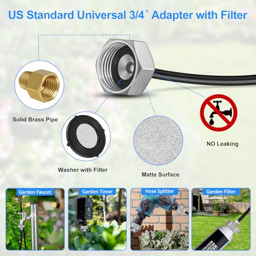 GOXAWEE Misting Cooling System, 26FT (8M) Mist Line, 7 Brass Mister Nozzles