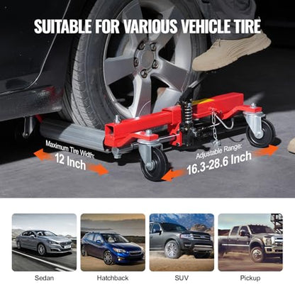 VEVOR Wheel Dolly - Max Capacity 1500 Lbs, Car Jack Dolly Lifter with 360 Rotatable Wheels, Heavy Duty Vehicle Positioning Hydraulic Tire Jack, for Vehicle Repair and Moving