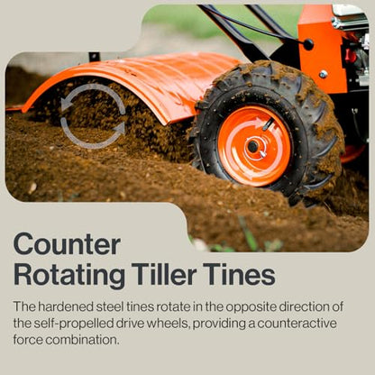 SuperHandy Tiller Cultivator – 7HP 209cc Engine, Adjustable Tilling Width & Depth, Heavy-Duty Steel Tines for Garden Soil Prep, Landscaping & Weed Removal (Rear Tine Tiller) - style: Rear Tine Tiller