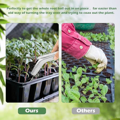 2PCS Seedling Transplant Tongs Stainless Steel Seedling Starters Remove Tongs Seedling Transplanting Tool Seedling Easy Transplanter with Anti-Slip Grasp Tips to Reduce Damage to Roots - color: 2PCS Silver