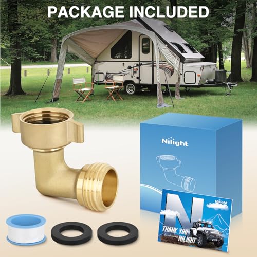Nilight 90 Degree Hose Elbow, 3/4" Brass Water Connector for RV Camper - size: 90 Degree Hose Elbow