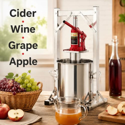 3.2 Gal/12L Fruit Wine Press, Hydraulic Jack Juicer with Basket for Cider
