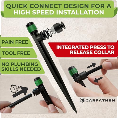 CARPATHEN Quick Connect Drip Irrigation System Kit with Sprinkler, 100 feet - size: Quick-Connect 100 feet