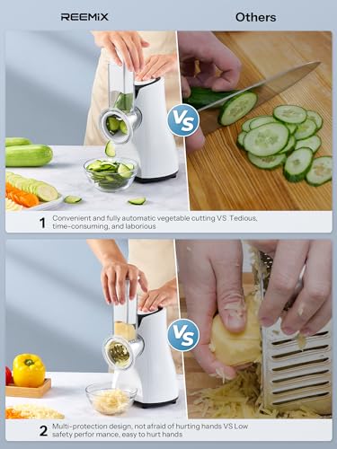Electric Cheese Grater, Reemix 5 Multi Blade Cheese Shredder Salad Maker