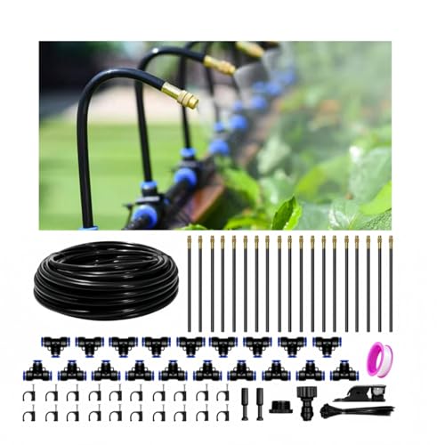 60FT Drip Irrigation Kit, 19 360° Copper Nozzles, Garden Watering System - size: 60FT