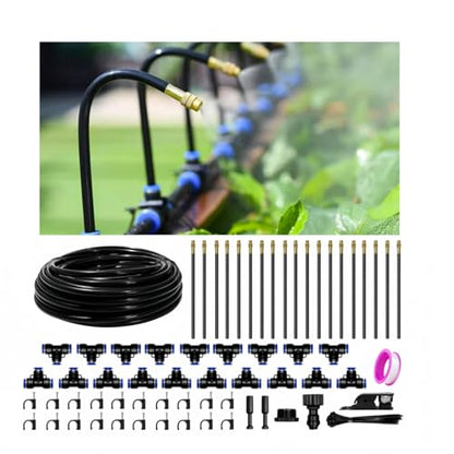 60FT Drip Irrigation Kit, 19 360° Copper Nozzles, Garden Watering System - size: 60FT