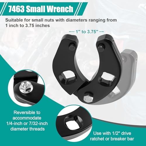 Gland Nut Wrench, Adjustable Hydraulic Cylinder Spanner, 1266 & 7463, Spanner Wrench for Farm & Construction Equipment