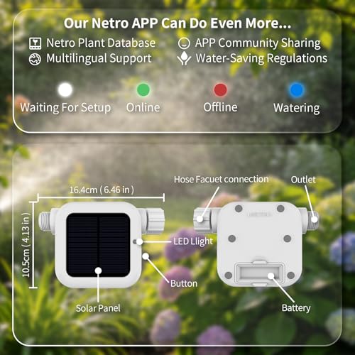 Netro Solar Powered Sprinkler Timer for Garden Hose 2.4G WiFi APP Control
