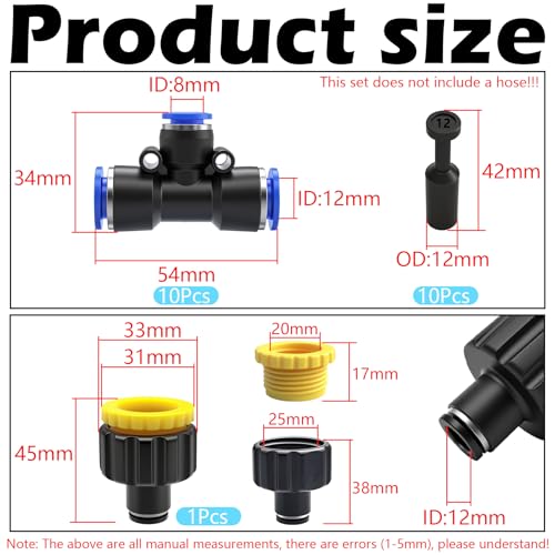 CESFONJER Automatic Atomization Drip Irrigation Kit, 360° Adjustable Irrigation System Kit with 12mm Quick Connect Adapter for Watering Lawn Terrace Garden System