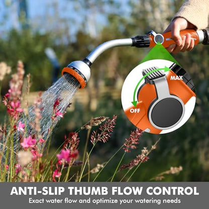 RESTMO Watering Wand Heavy Duty, 15-Inch Long Hose Nozzle Sprayer - color: Orange