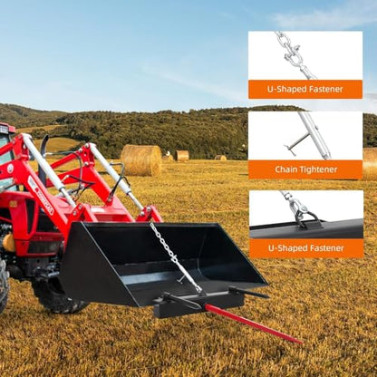 39"+2 * 17.5" Hay Spear,Bale Spear 4000lbs Capacity Universal HD Front Skid Steer Tractor Loader Bucket Attachment Quick Attach for Bobcat Tractors