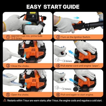 WORKIT 43cc 5-in-1 Gas Weed Wacker 17" Hedge Trimmer,Brush Cutter,Pole Saw - size: 43 cc
