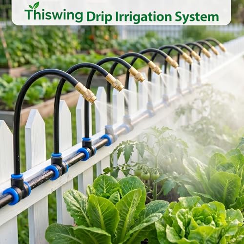 Thiswing 100FT 360° Adjustable Irrigation System for Garden - size: 100 FT