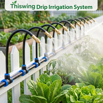 Thiswing 100FT 360° Adjustable Irrigation System for Garden - size: 100 FT
