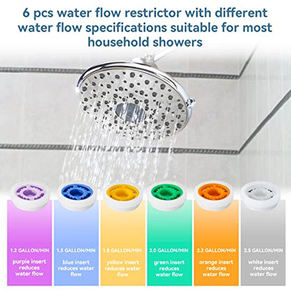 MAYYAYA 7-Pc Brass Shower Flow Saver Kit, 1/2G, 6 Color Options - color: Colours