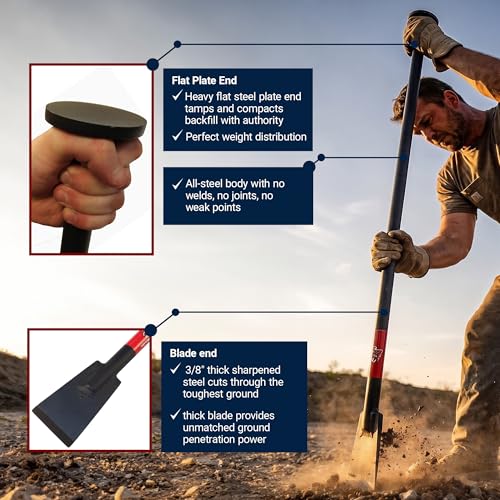 Bully Tools Steel Tamping and Digging Bar, 3/8 in Thick Blade