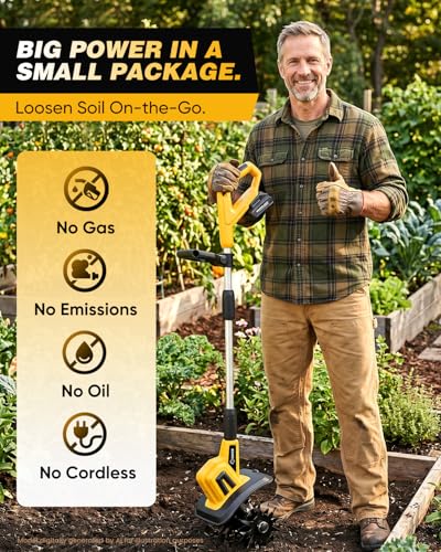 SakerNeo Cordless Garden Tiller, 22V Electric Rototiller - color: YELLOW