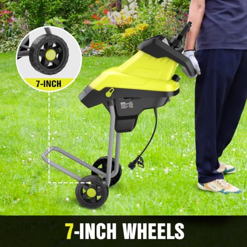 EWORK 15 Amp Electric Wood Chipper Shredder, Max 1.77" Cutting Diameter - color: Green