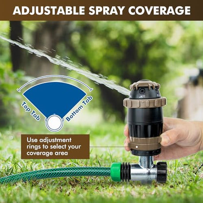 RESTMO Gear Drive Sprinkler with Metal T-Spike Base,Brown - color: Brown, size: 1 Pack