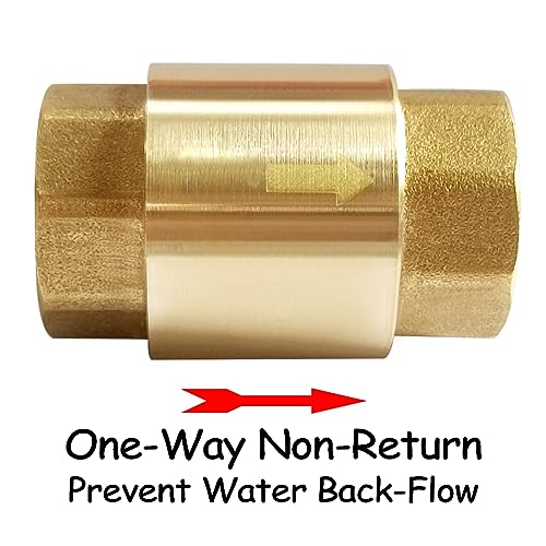 Uenede Brass 3/4 Inch NPT In-line Spring Check Valve, 1PCS - size: 3/4"NPT