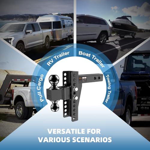 Adjustable Trailer Hitch -Drop Hitch Fit 2" Receiver - 8" Drop/Rise - size: 8 Inch Drop Hitch