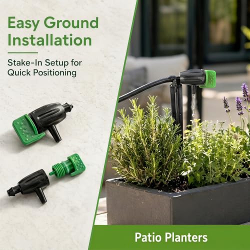 10PCS Drip Irrigation Emitters, 360 Degree Adjustable Water Flow Drippers, Automatic Plastic Parts for 1/4 Inch Tubing, Garden Lawn Potted Plants Greenhouse