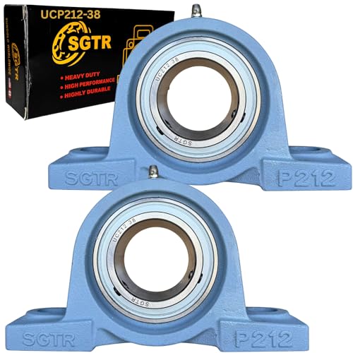 (2 Pack) Heavy Duty UCP212-38 Pillow Block Bearing, 2 3/8" inch Bore, Self-Aligning, Industrial Grade, Chrome Steel Bearing Units, Solid Cast Iron Units - size: UCP212-38