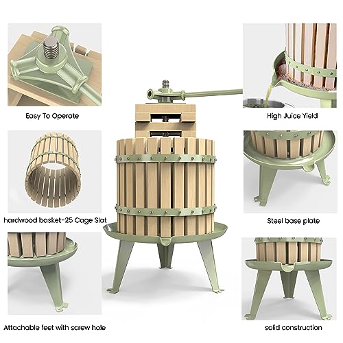 Fruit Wine Press and Crusher,100% Nature Apple&Grape&Berries Crusher Manual Juice Maker for Kitchen